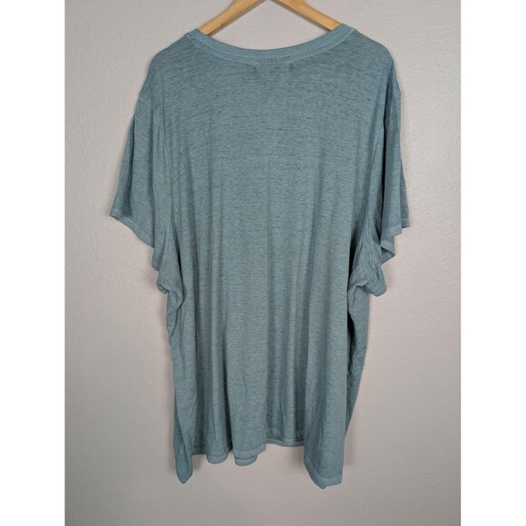 Lane Bryant Shirt Womens 38/40 Teal Graphic Blessed Butterfly Floral Scoop Neck - Picture 3 of 9